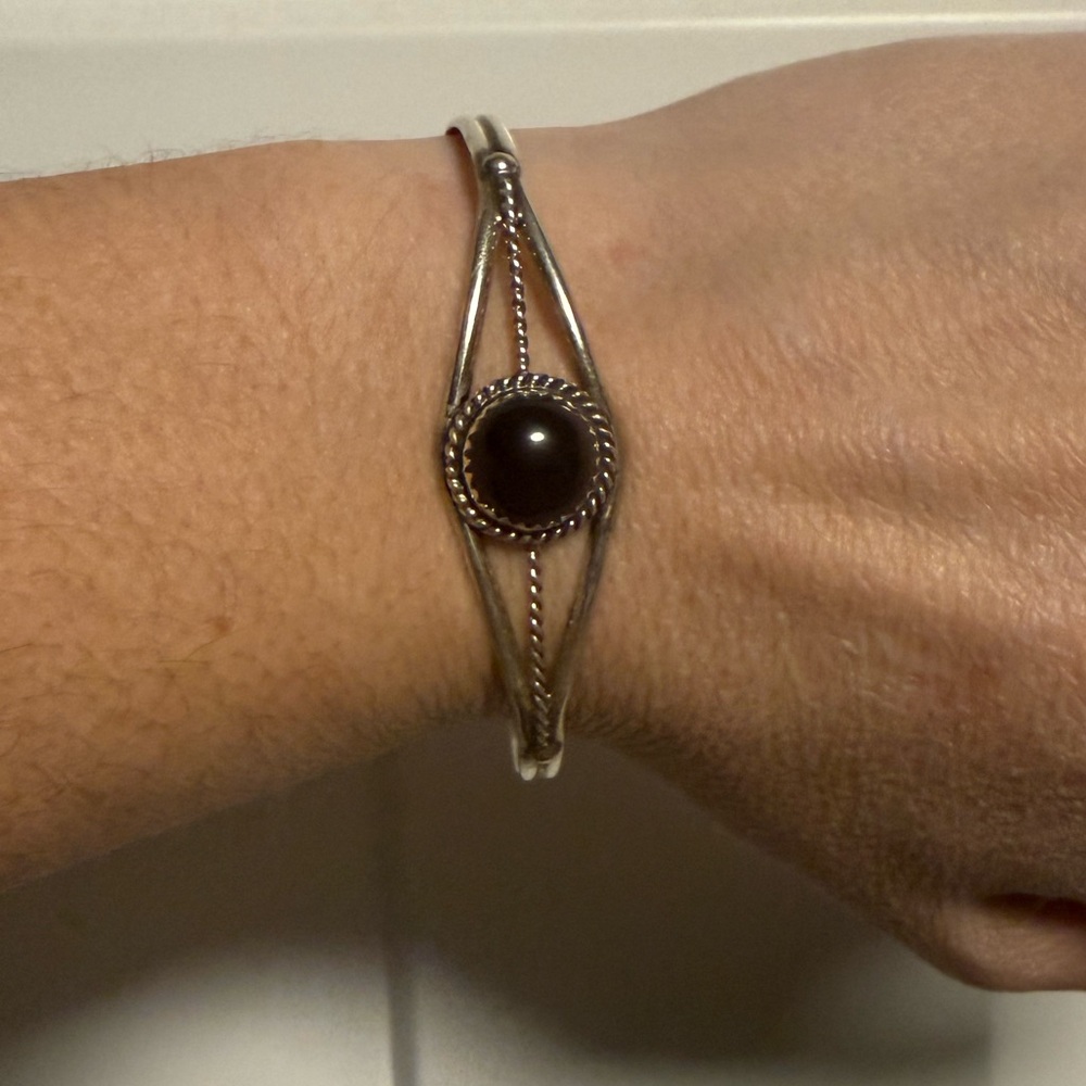 Native stamped/signed black onyx cuff